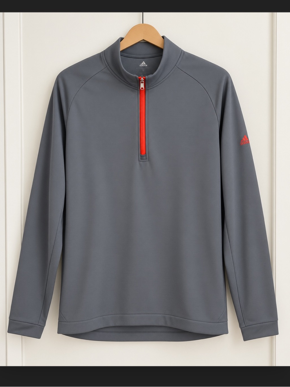 adidas Gray Performance Half-Zip Jacket with Red Zip